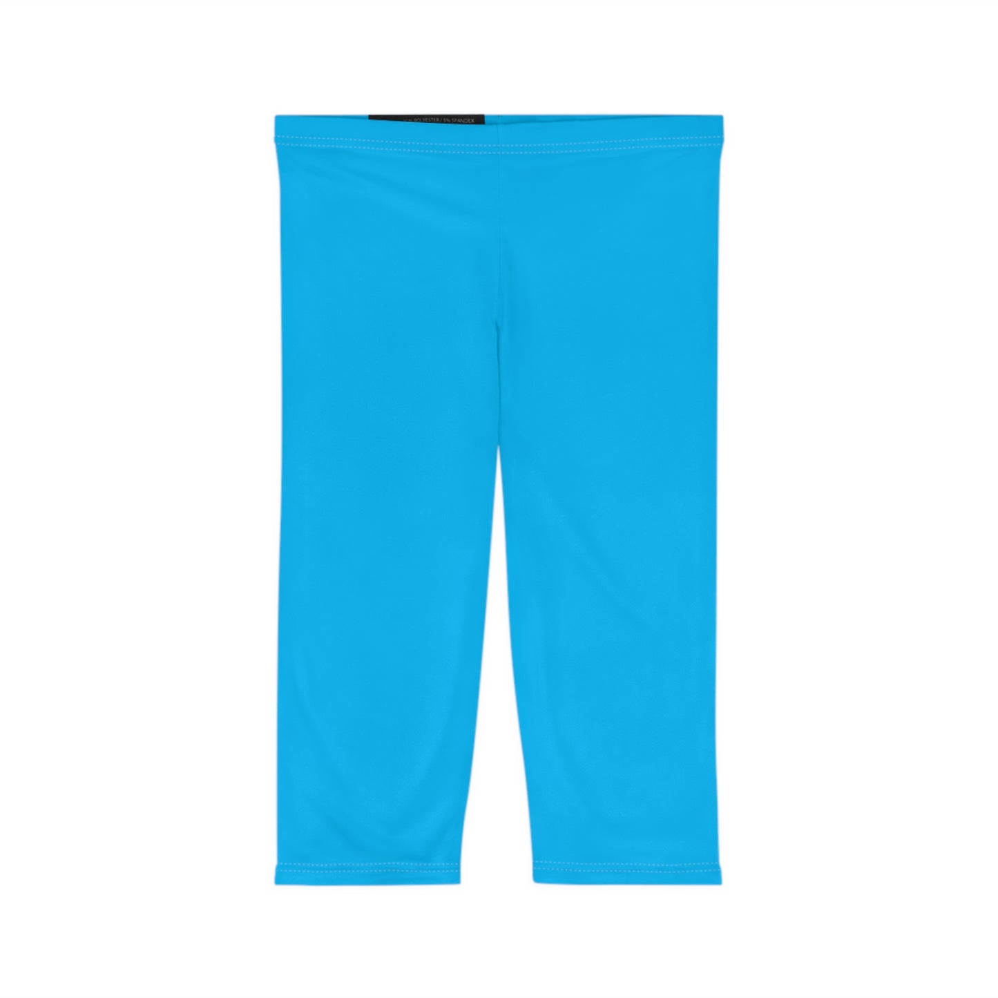 Deep Sky Blue Color Women's Brushed Suede Poly Span Casual Capri Leggings XS-2XL