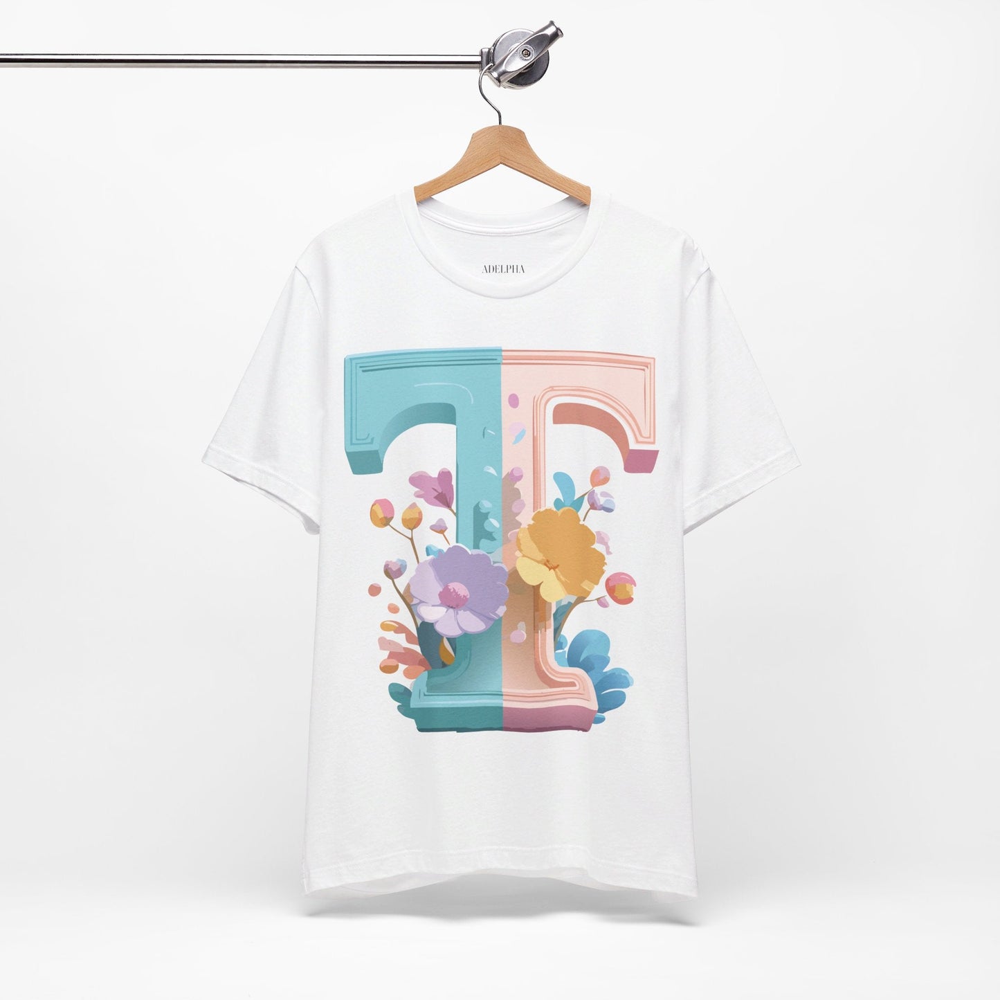 Unisex Short Sleeve Letter T Graphic Featuring Vintage Inspired Artwork