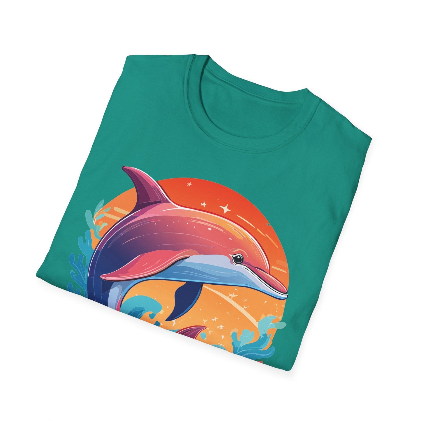 Dolphin Shirt Unisex Tee 100 Percent Ring Spun Cotton Softstyle Gildan 64000 Comfort Fit