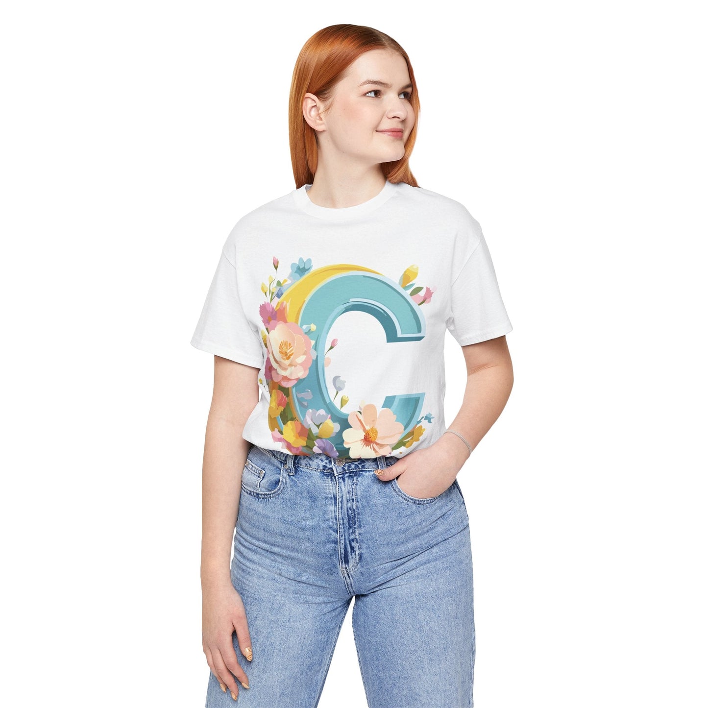 Letter C Shirt Graphic Tee Unisex Vintage Art Design Tee Adelpha Premium Short Sleeve