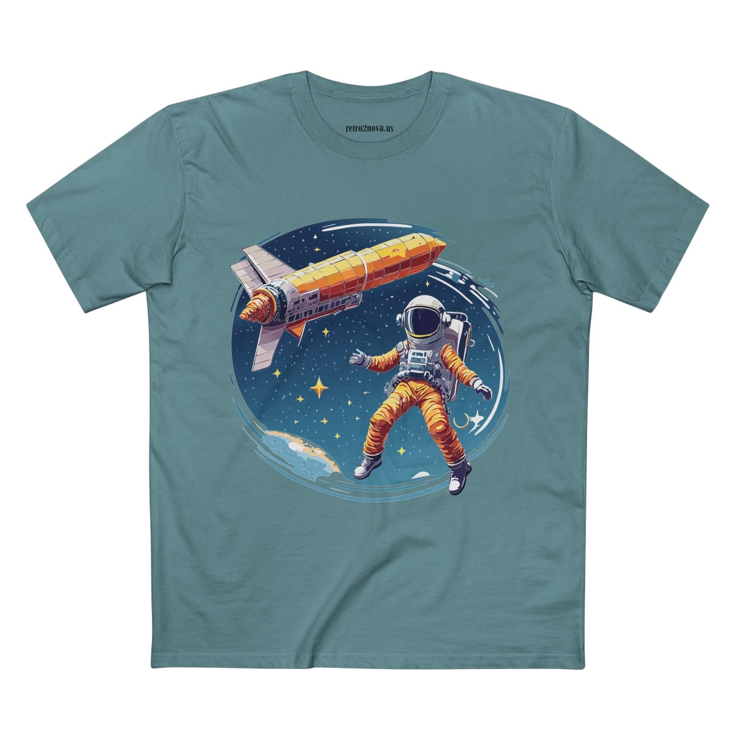 Cosmos Astronaut Shirt Unisex Premium Cotton Tee With Original Art Print By Retro2Nova