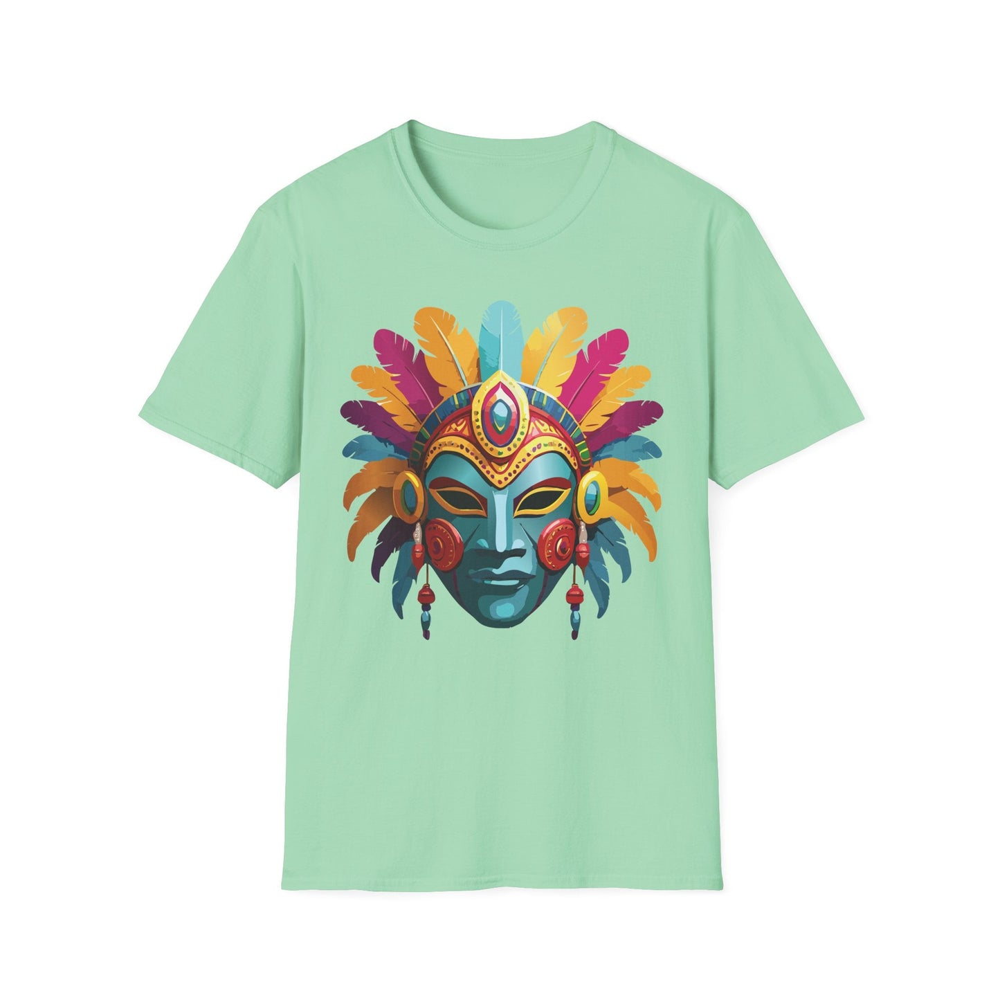Mask Tee Shirt Unisex Short Sleeve Graphic Tee Masquerade Design 100 Percent Ring Spun Cotton