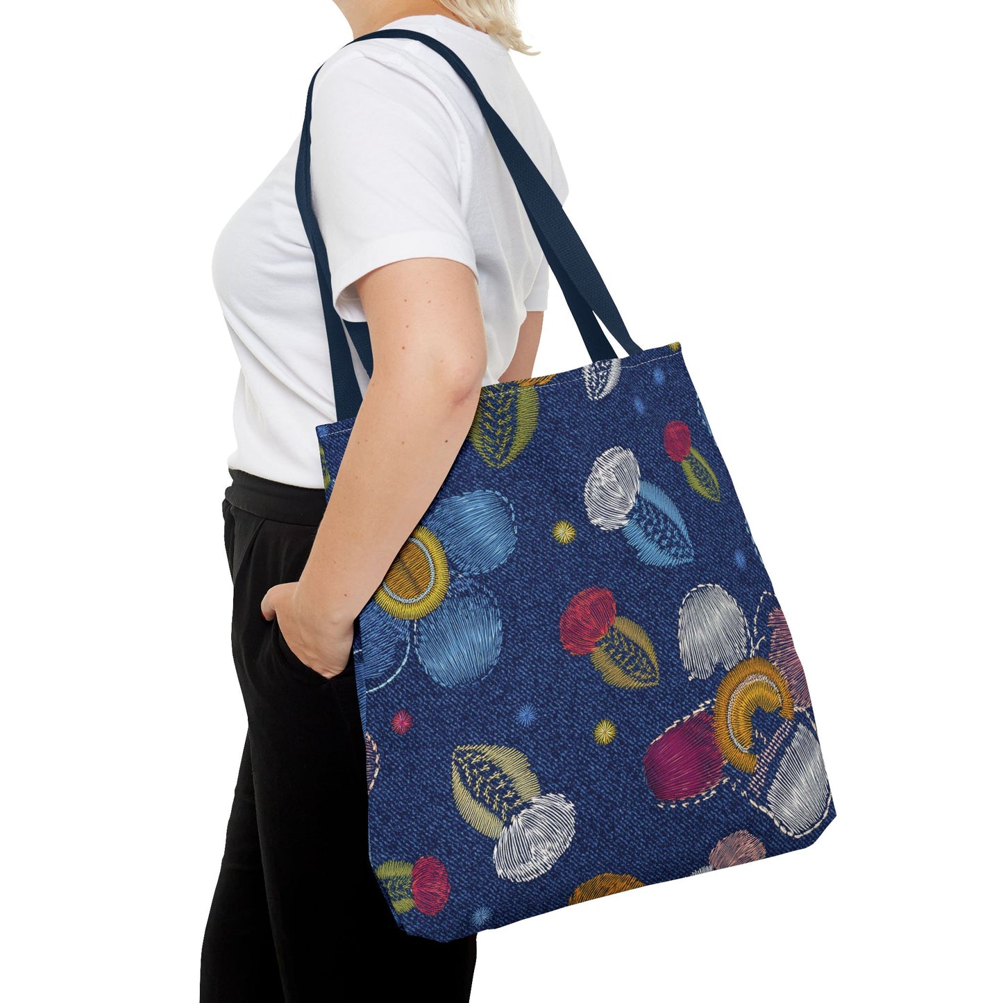 Denim Fabric Imitation Print Unisex Canvas Bag Poly Spun 3 Sizes Tote Bag 159