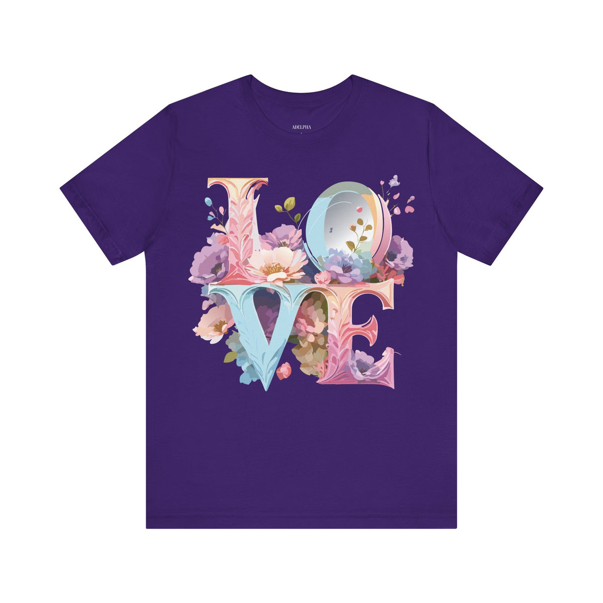 Valentine's Day Graphic Unisex Cotton Bella+Canvas Tee with Floral Art Design d124