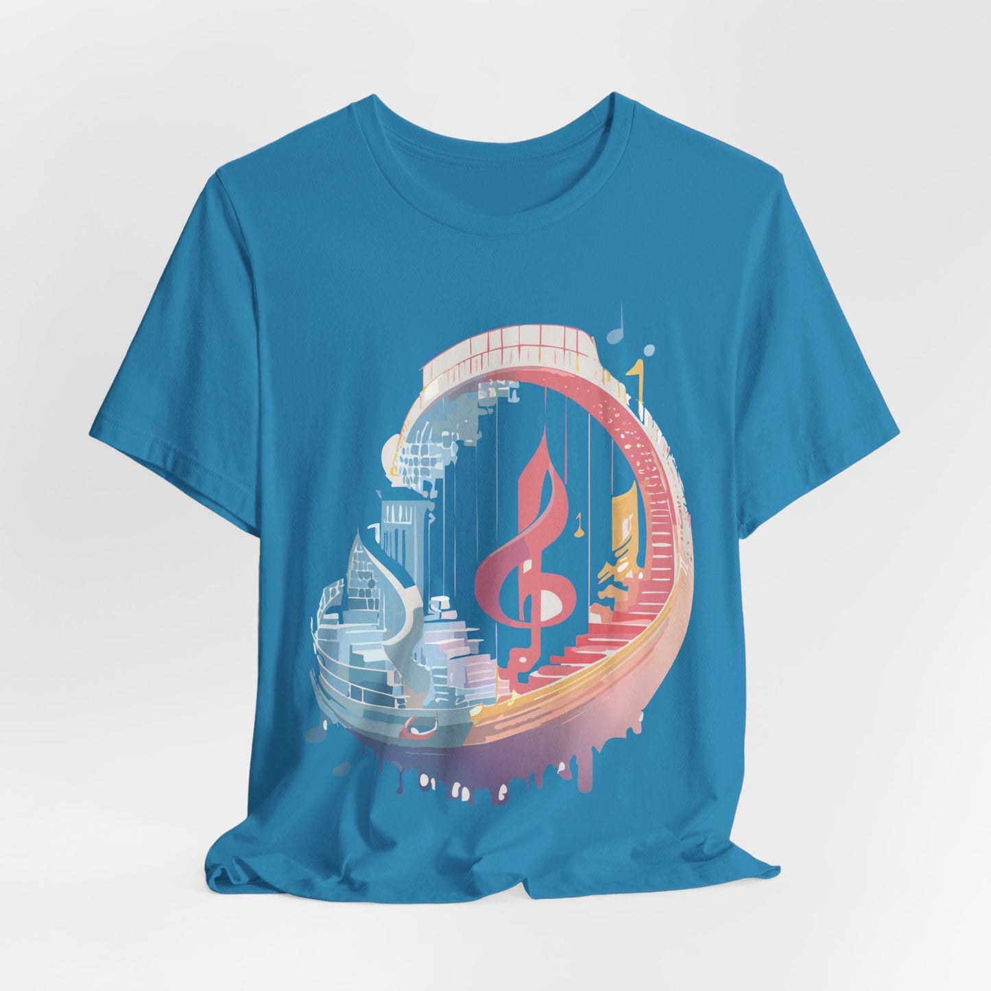 Music Graphic Unisex 100 Cotton Vintage Art with Musical Elements Tee 33