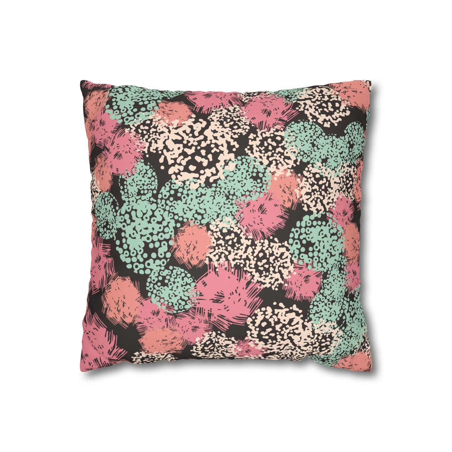 Faux Suede Pillowcase with Abstract print