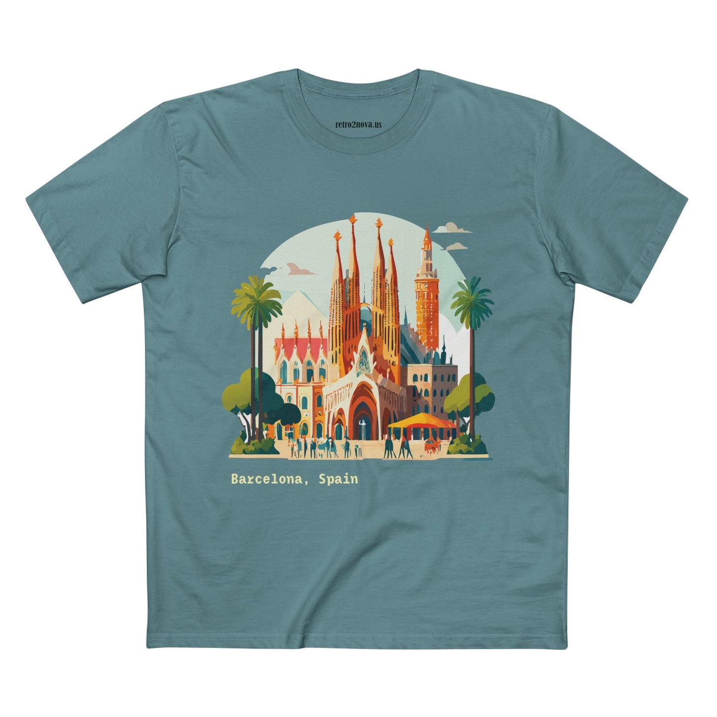 Barcelona Travel Tourist Shirt Unisex Premium Cotton Tee With Original Art Design By Retro2Nova