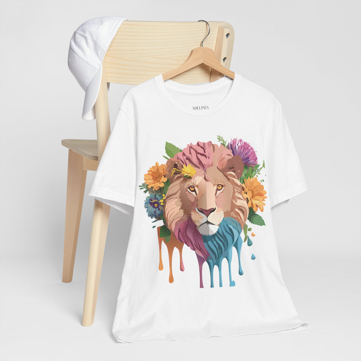 Lion Graphic Unisex Cotton Bella+Canvas Tee with Art Animal Design e45
