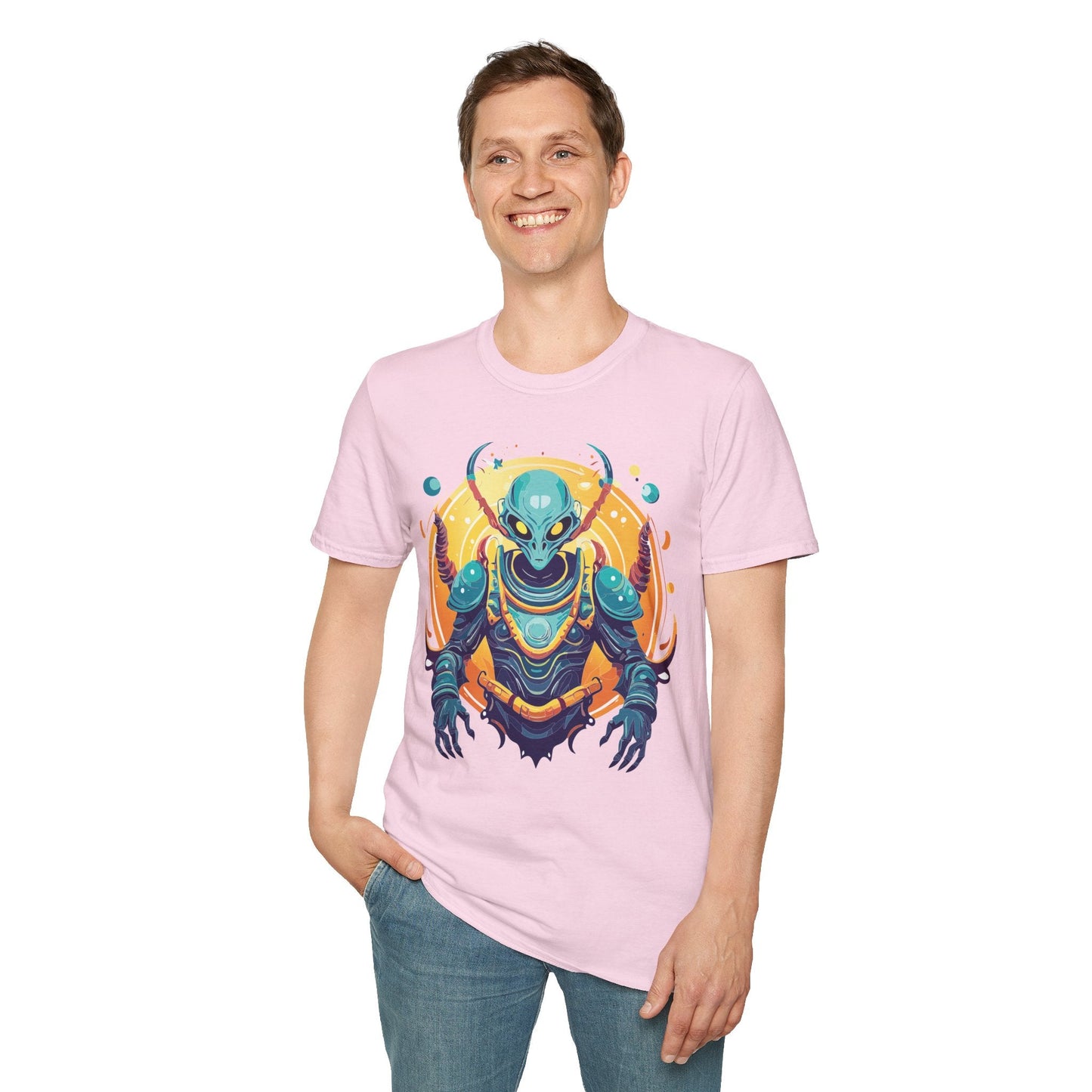 Alien Graphic Unisex Cotton Softstyle UFO Artwork Tee 16