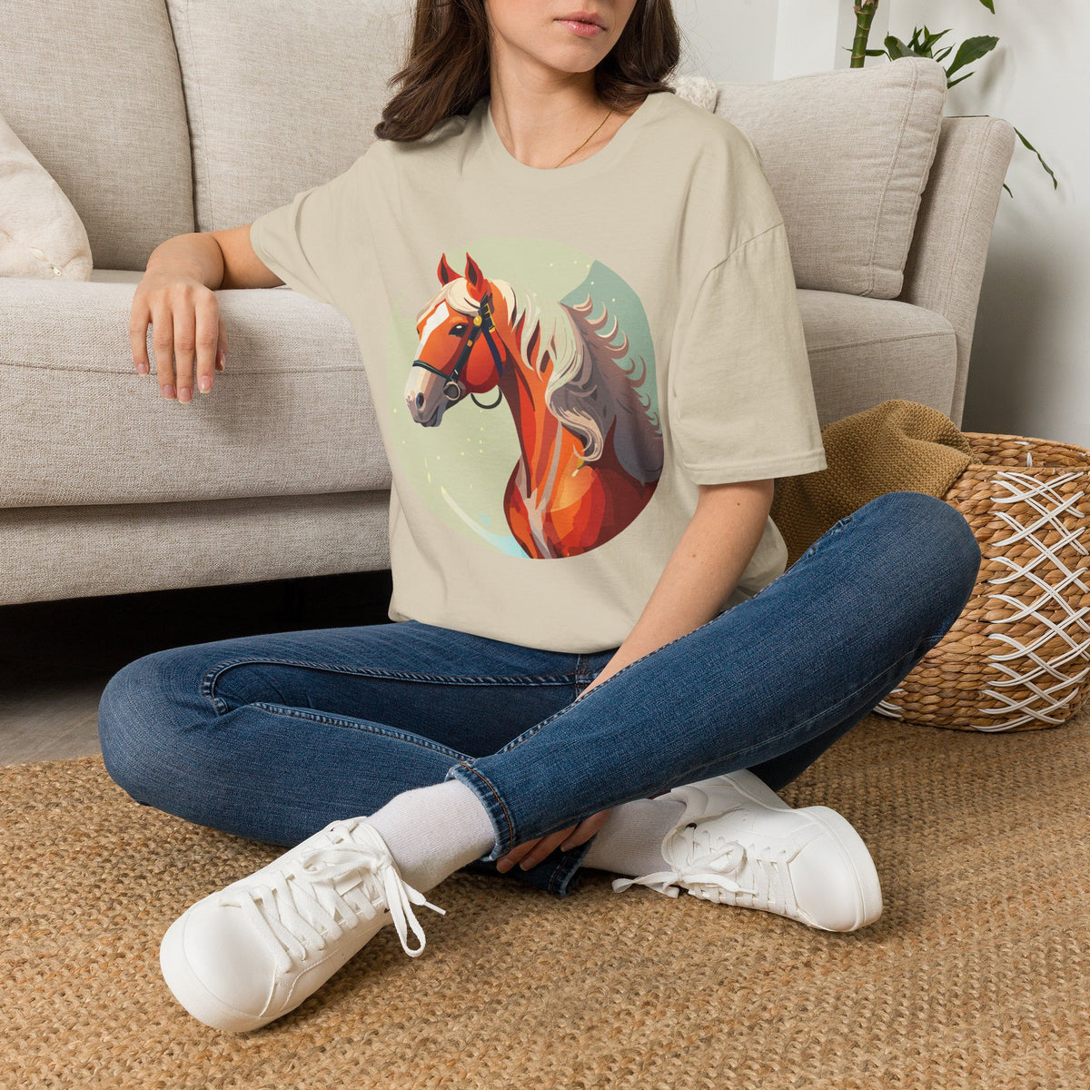 Majestic Chestnut Horse T-Shirt | Illustrated Horse Portrait