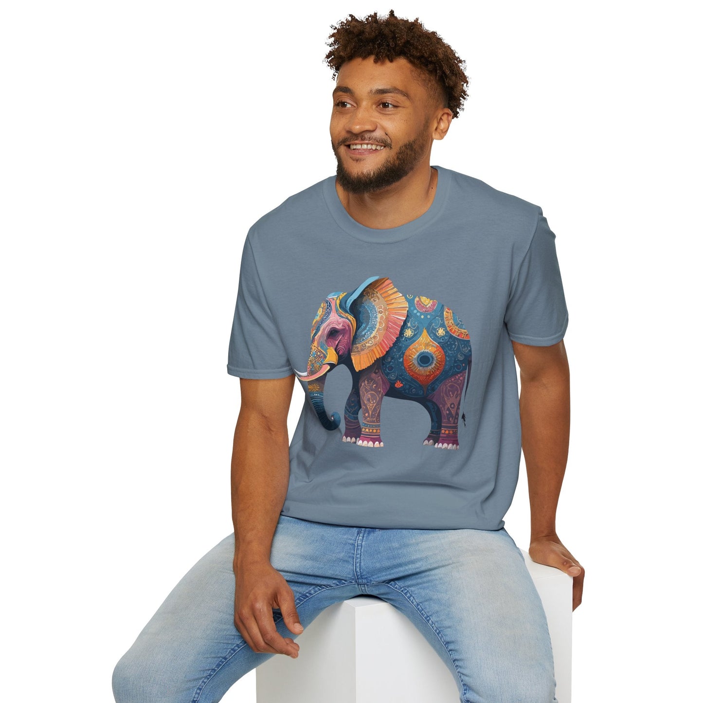 Elephant T Shirt Unisex Gildan Softstyle 64000 Tee With Animal Elephant Graphic Artwork