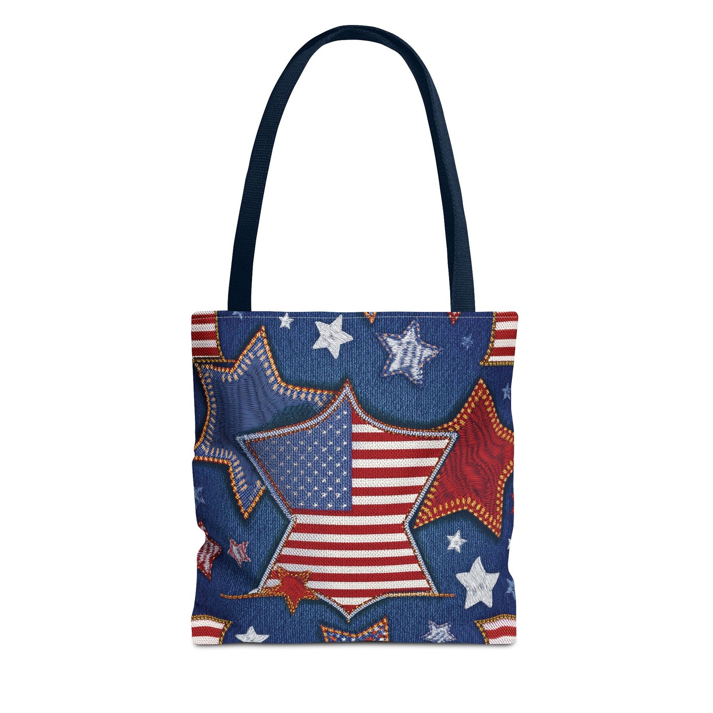 4th of July Graphic Denim Fabric Imitation Print Unisex Canvas Bag Poly Spun 3 Sizes Tote Bag 200-5