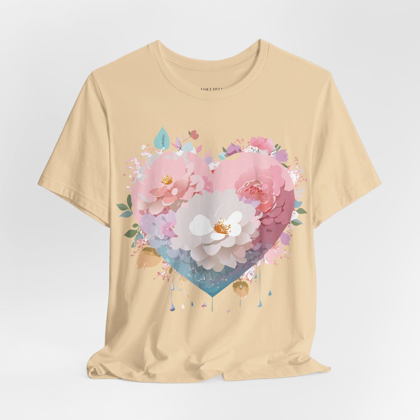 Valentine Day Graphic Unisex 100 Cotton Vintage Artwork with Love and Flower Design Tee 35