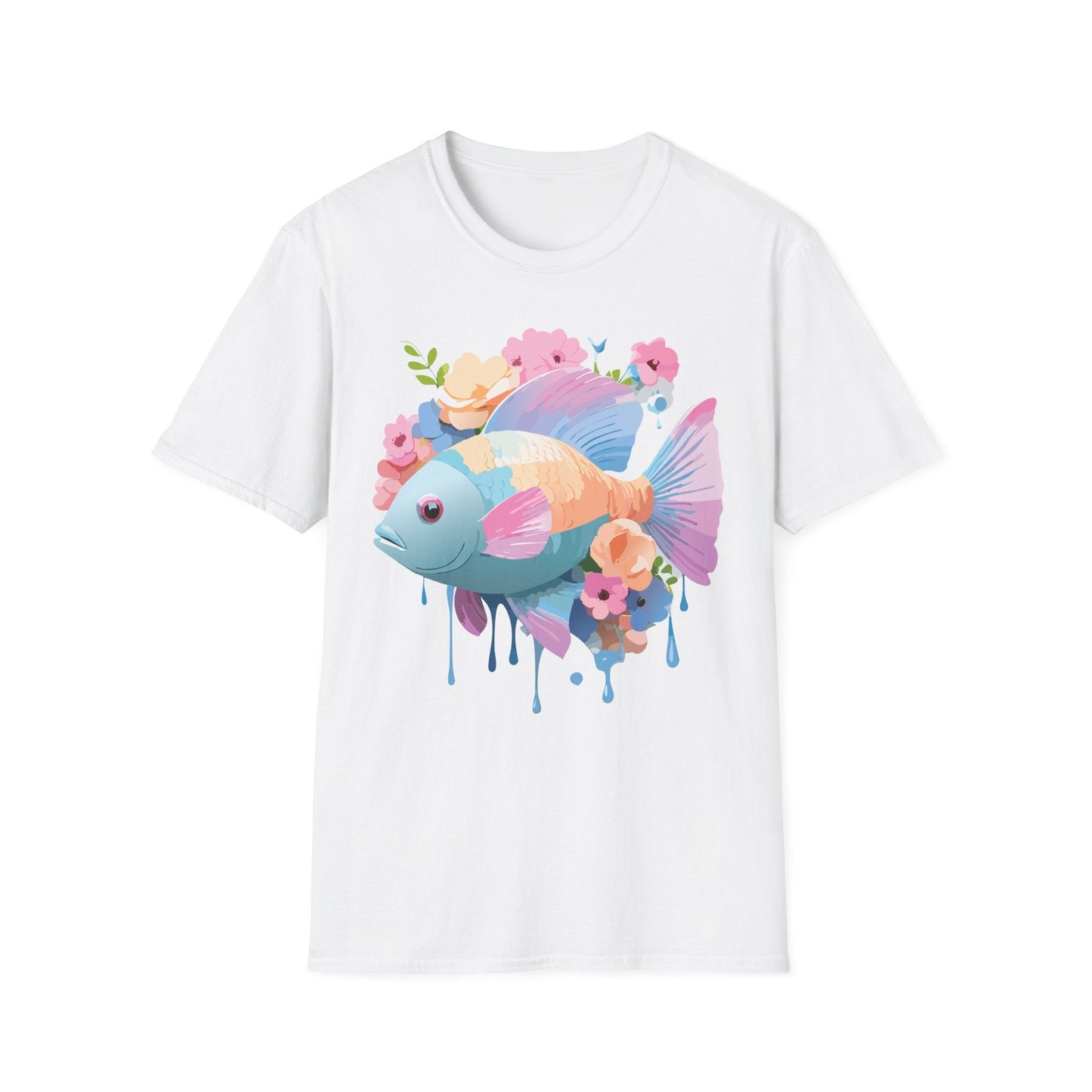 Fish Art Design Graphic Tee Unisex Short Sleeve T Shirt With Fish Artwork Premium Cotton