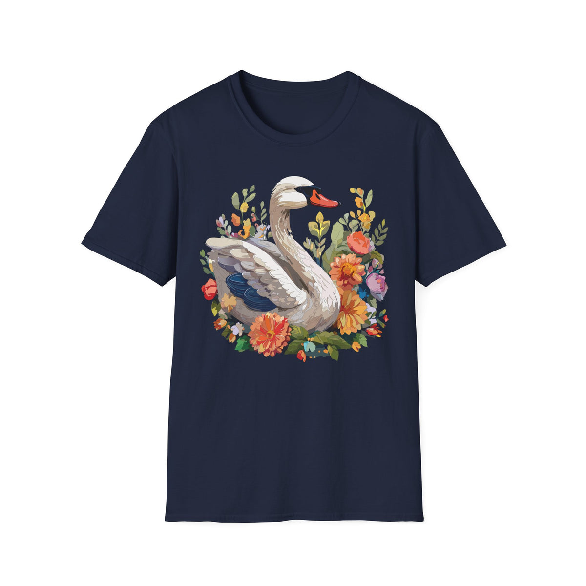 Swan Floral Illustration T-Shirt | Swans, Flowers, Botanical Art