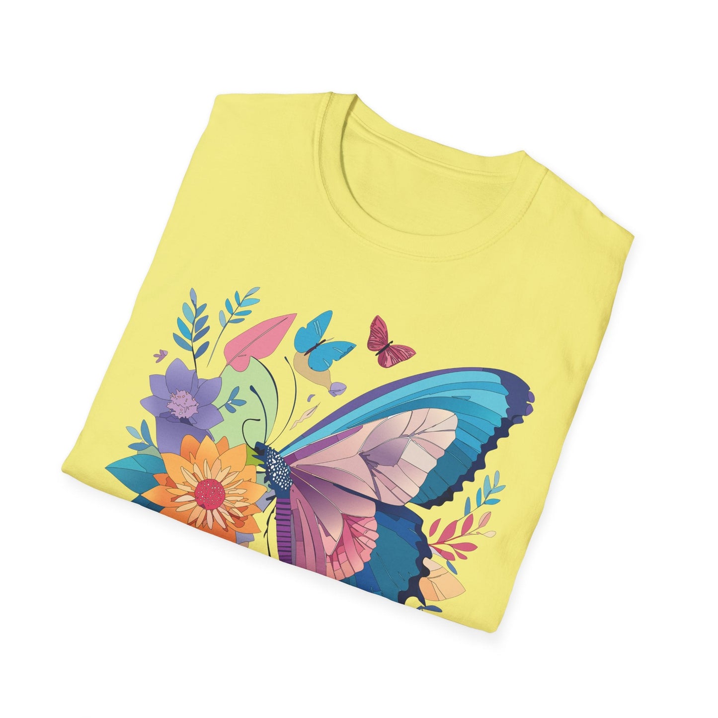 Gildan Butterfly T Shirt Unisex Softstyle 64000 Monarch Print Lightweight Breathable Cotton Tee