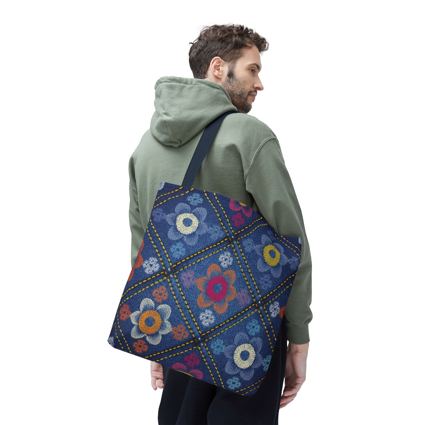 Denim Fabric Imitation Print Unisex Canvas Bag Poly Spun 3 Sizes Tote Bag 130