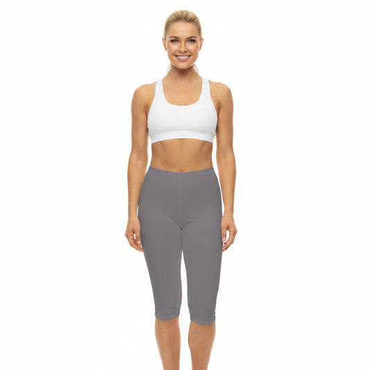 Rosy Granite Color Women's Brushed Suede Poly Span Casual Capri Leggings XS-2XL