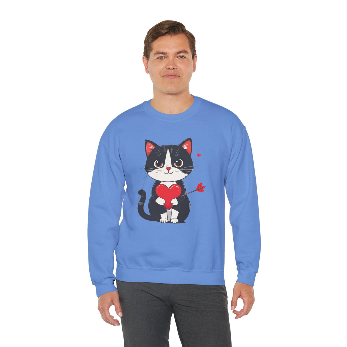 Cat Heart Sweatshirt, Heart Sweatshirt, Cat Sweatshirt, Valentine's Day Sweatshirt, 50/50 Cotton-Poly Animal Sweatshirt 103