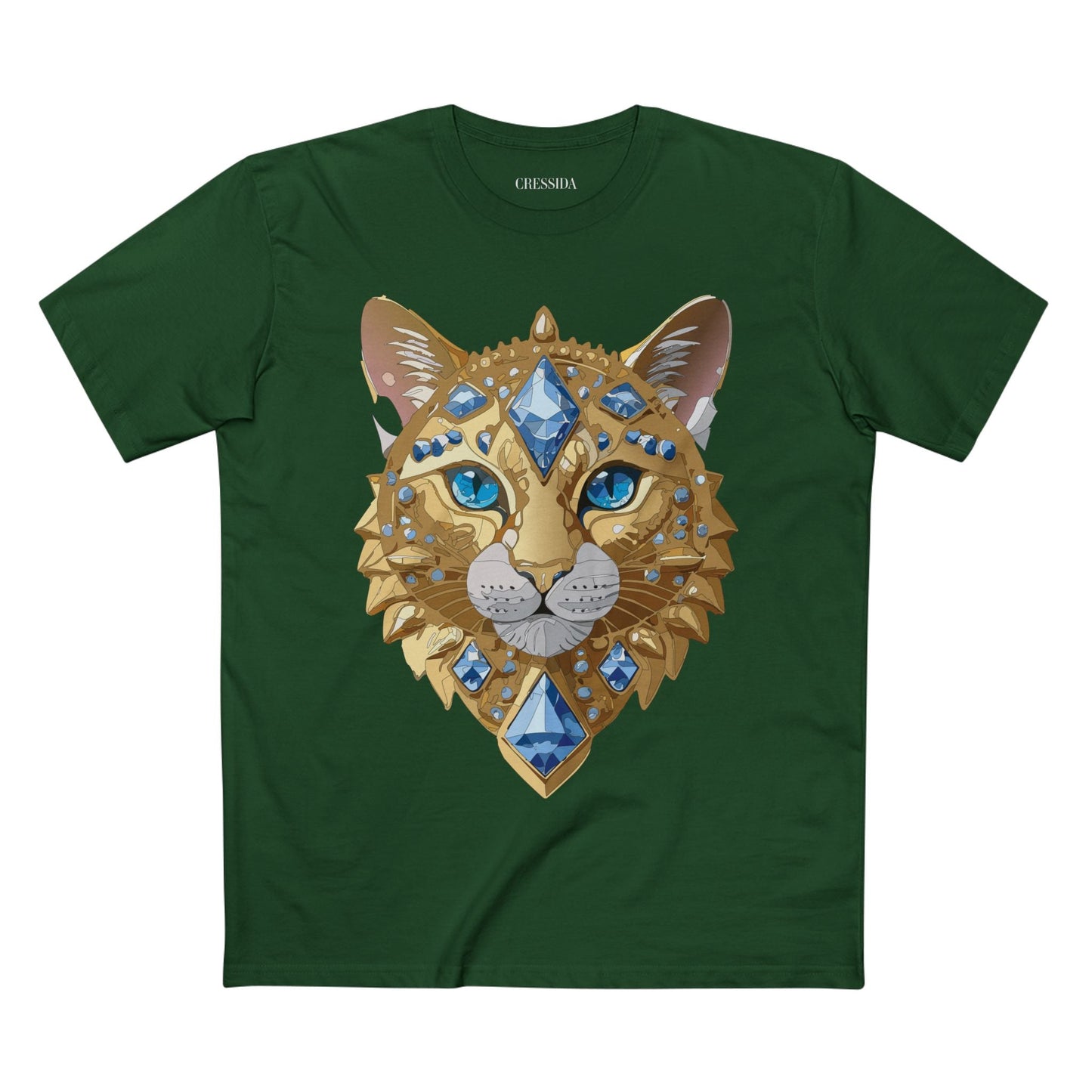 Cat Graphic Unisex 100 Cotton Tee With Unique Animal Golden Medallion Art Design 12