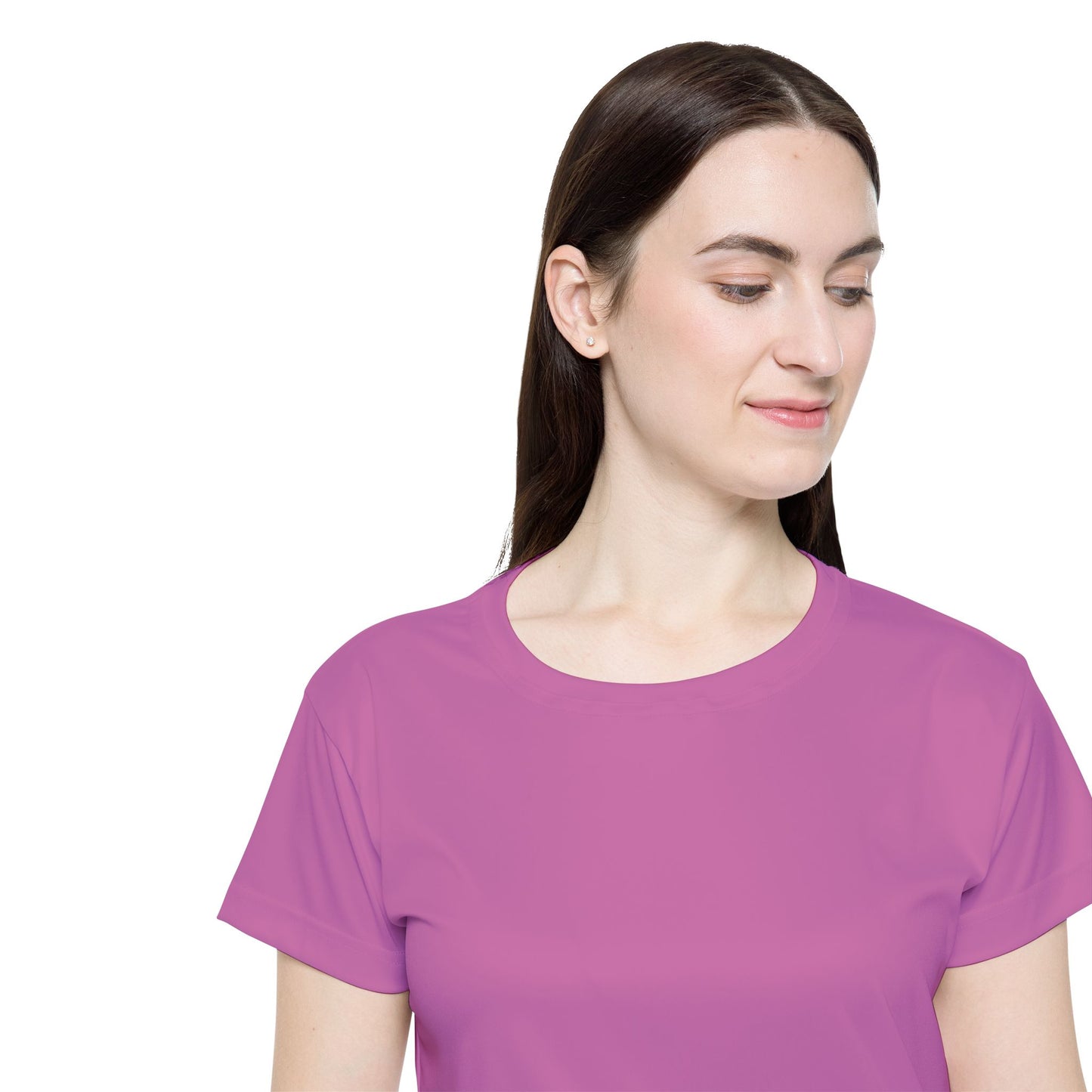 Petal Pink Women's Sports Jersey Short Sleeves 100% Poly Solid Pink Color Print Athletic Tee