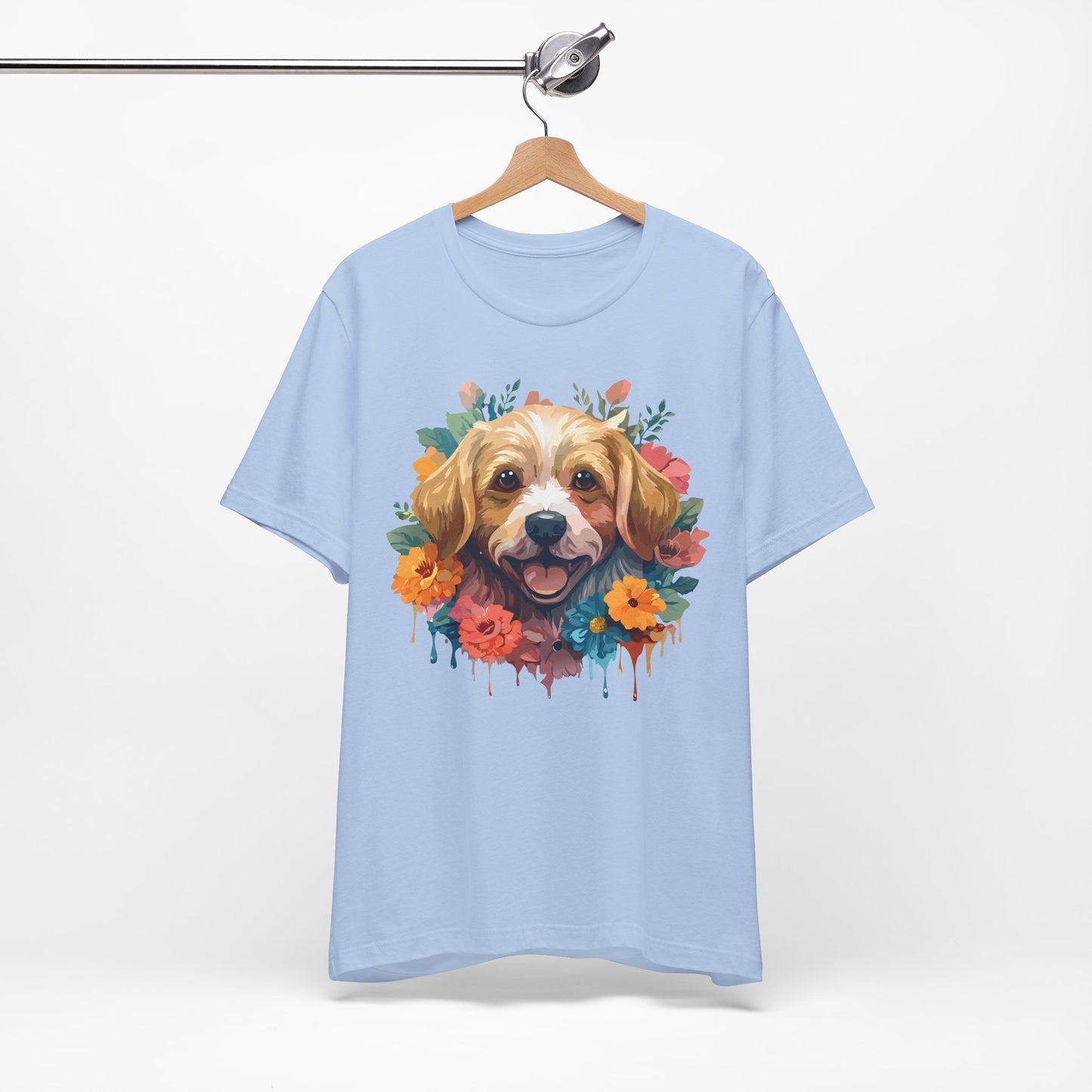 Floral Dog Tee, Animal Shirt, Dog Shirt, Floral Tee, Flower T-shirt, T-Shirt with Animal, Summer Top with Art Design