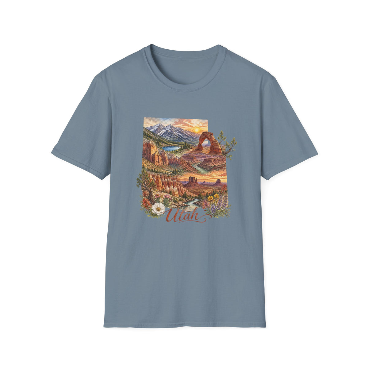 Utah Scenic T-Shirt — Vintage National Park Landscape Tee Travel Tourist Graphic Design Unisex 100 Cotton Gildan T-Shirt