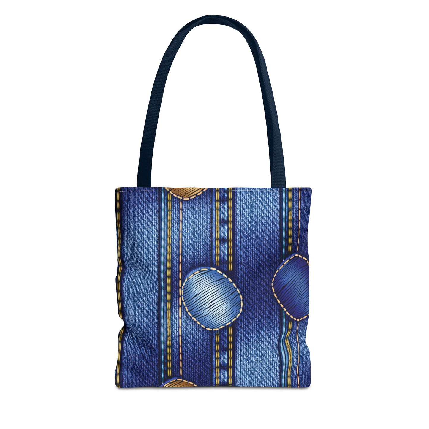Denim Fabric Imitation Print Unisex Canvas Bag Poly Spun 3 Sizes Tote Bag 186-1