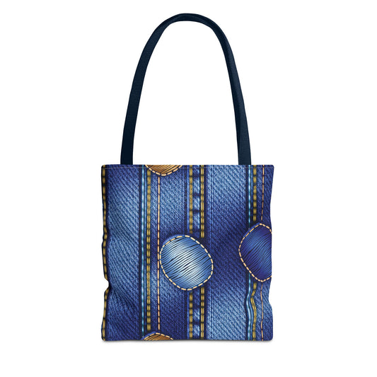 Denim Fabric Imitation Print Unisex Canvas Bag Poly Spun 3 Sizes Tote Bag 186-1