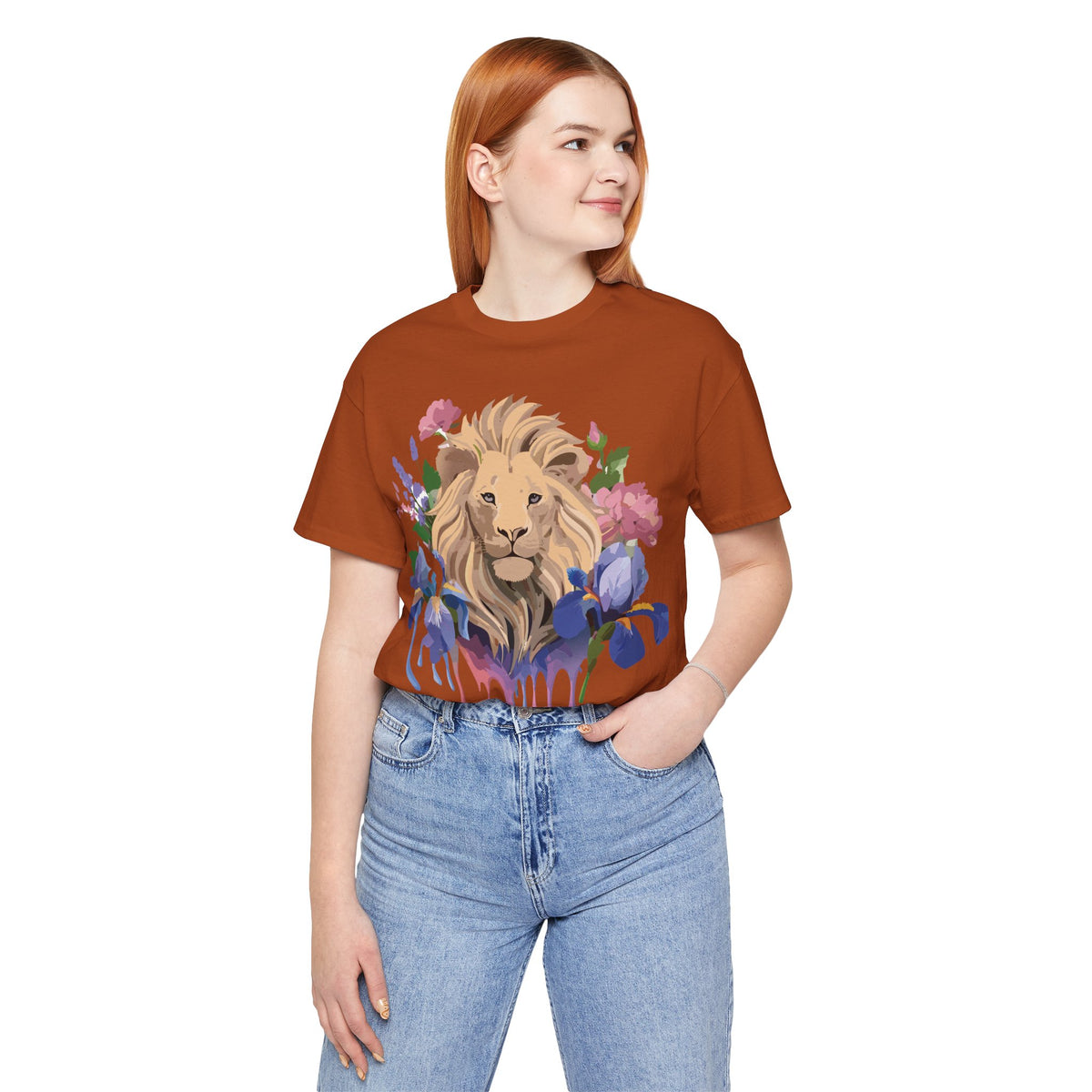 Lion Graphic Unisex Cotton Bella+Canvas Tee with Art Animal Design e318