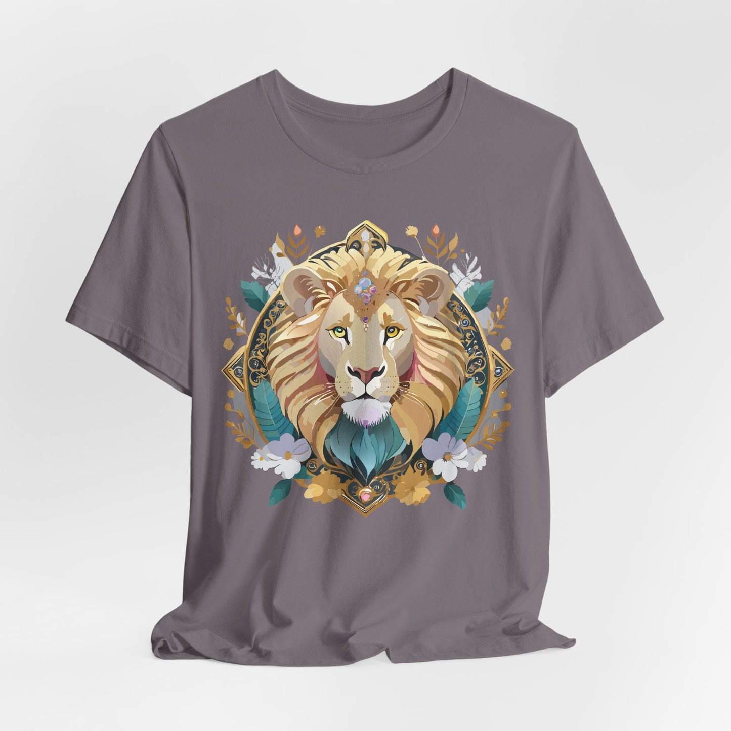 Unisex Lion Graphic Tee, Animal Shirt, Tee Shirt with Lion, Medallion T-Shirt, Animal Medallion Tees 2
