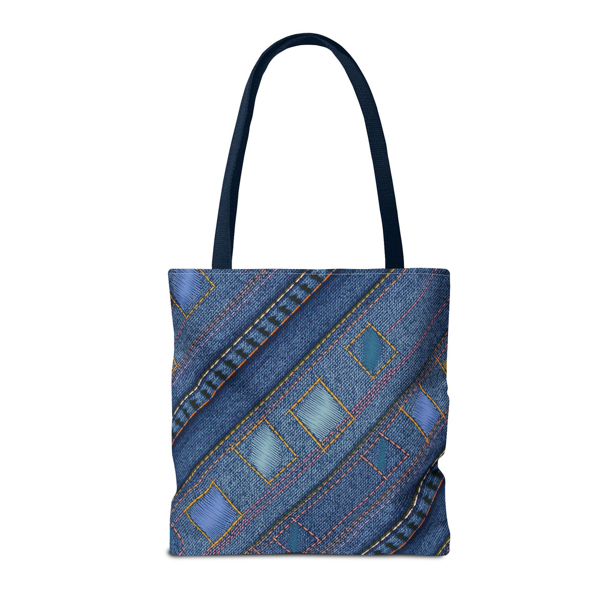 Denim Fabric Imitation Print Unisex Canvas Bag Poly Spun 3 Sizes Tote Bag 189-2