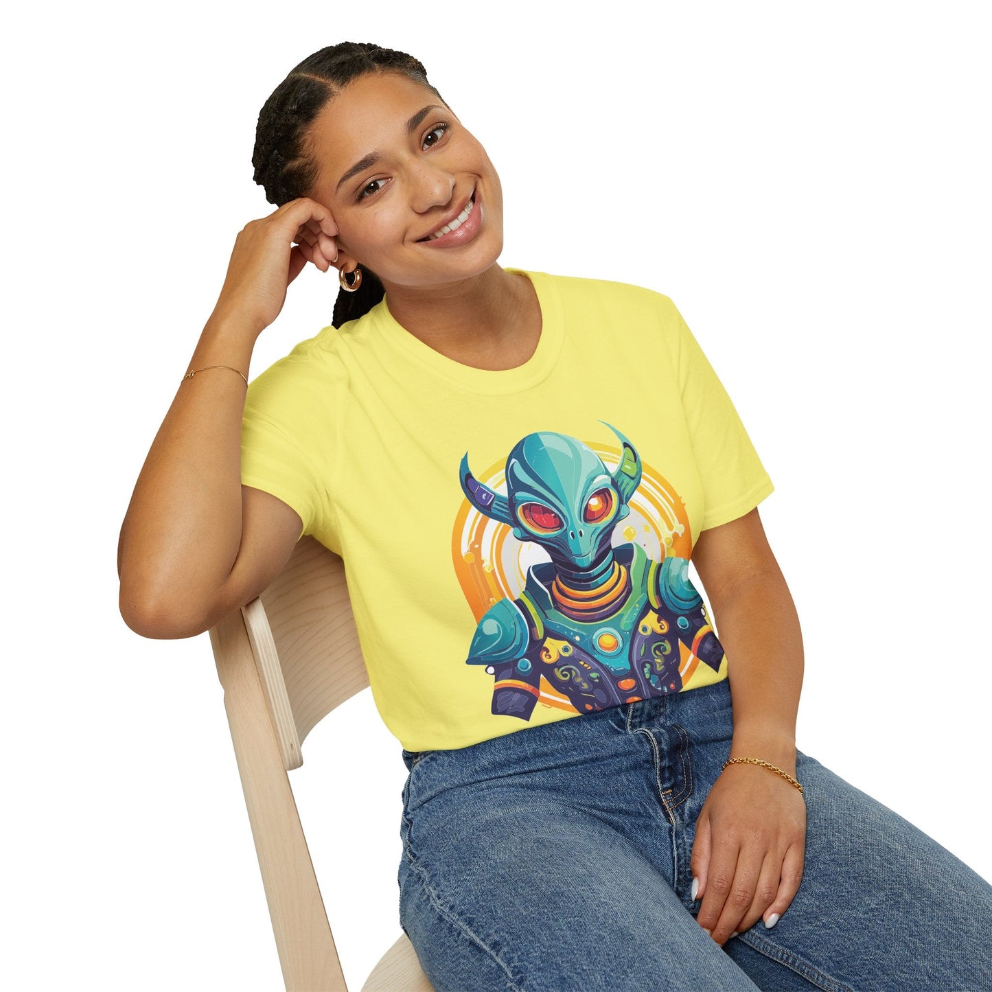 Alien T Shirt Cosmos Design Unisex Softstyle Cotton Tee With Aliens Art Graphic Print