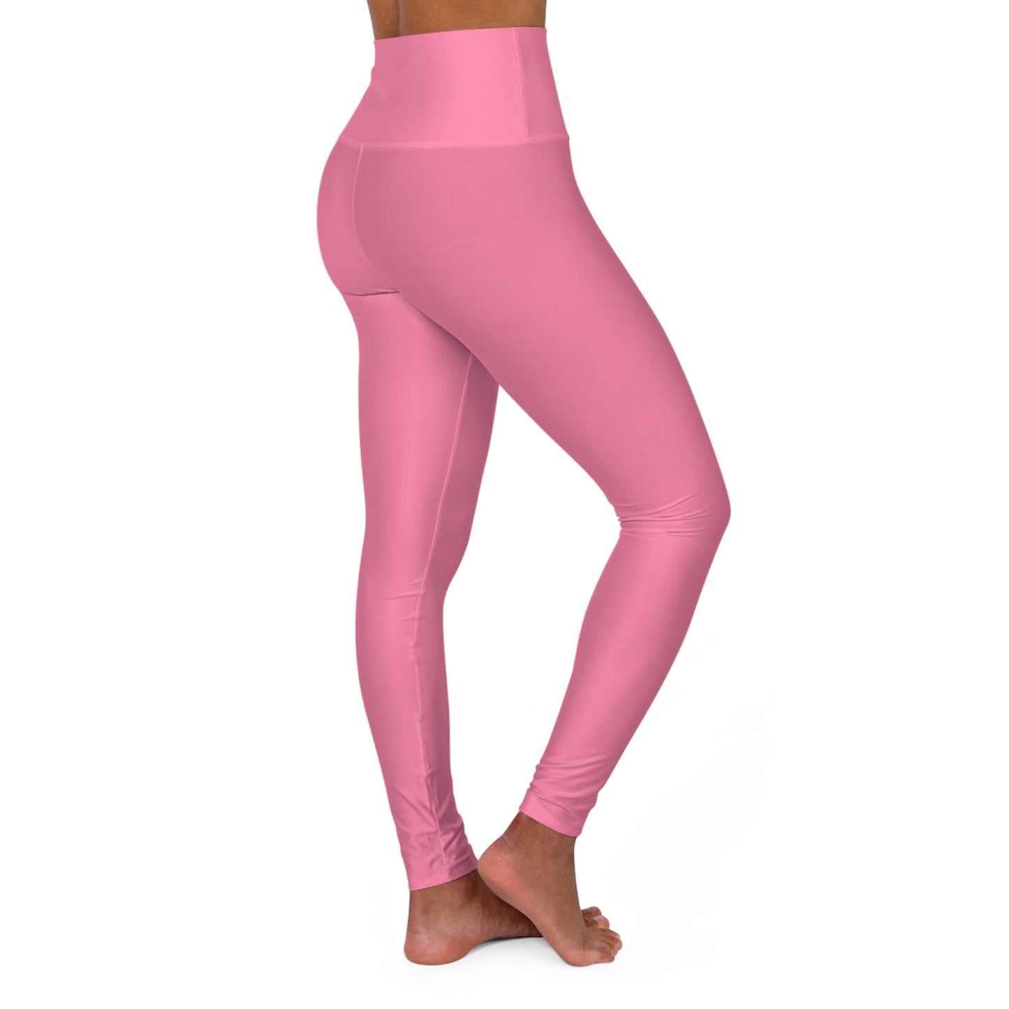 High-Waisted Bubblegum Pink Yoga Leggings Women's Seamless Poly-Span Stretchy Solid Pink Activewear for Pilates Everyday Wear