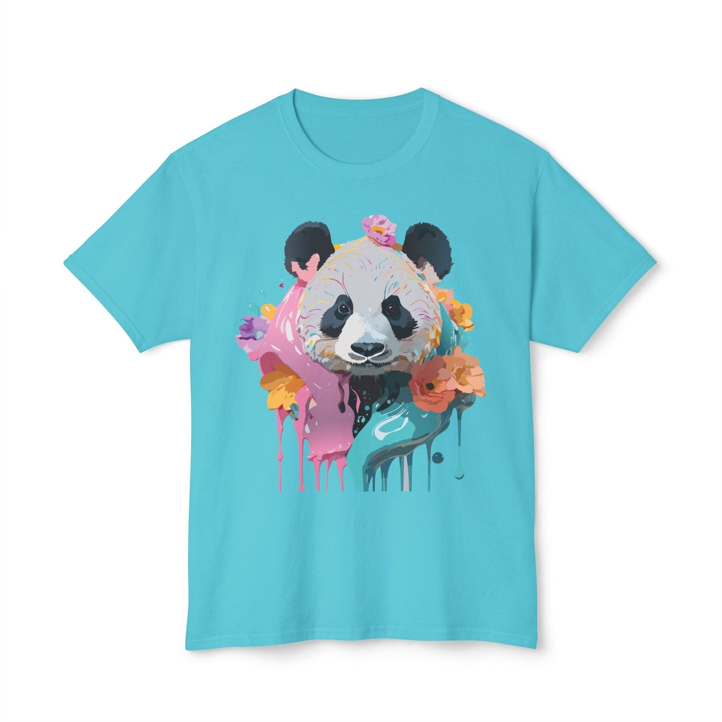 Panda T Shirt Unisex HD Cotton Tee With Panda Art Print Vintage Floral Design Printed In USA