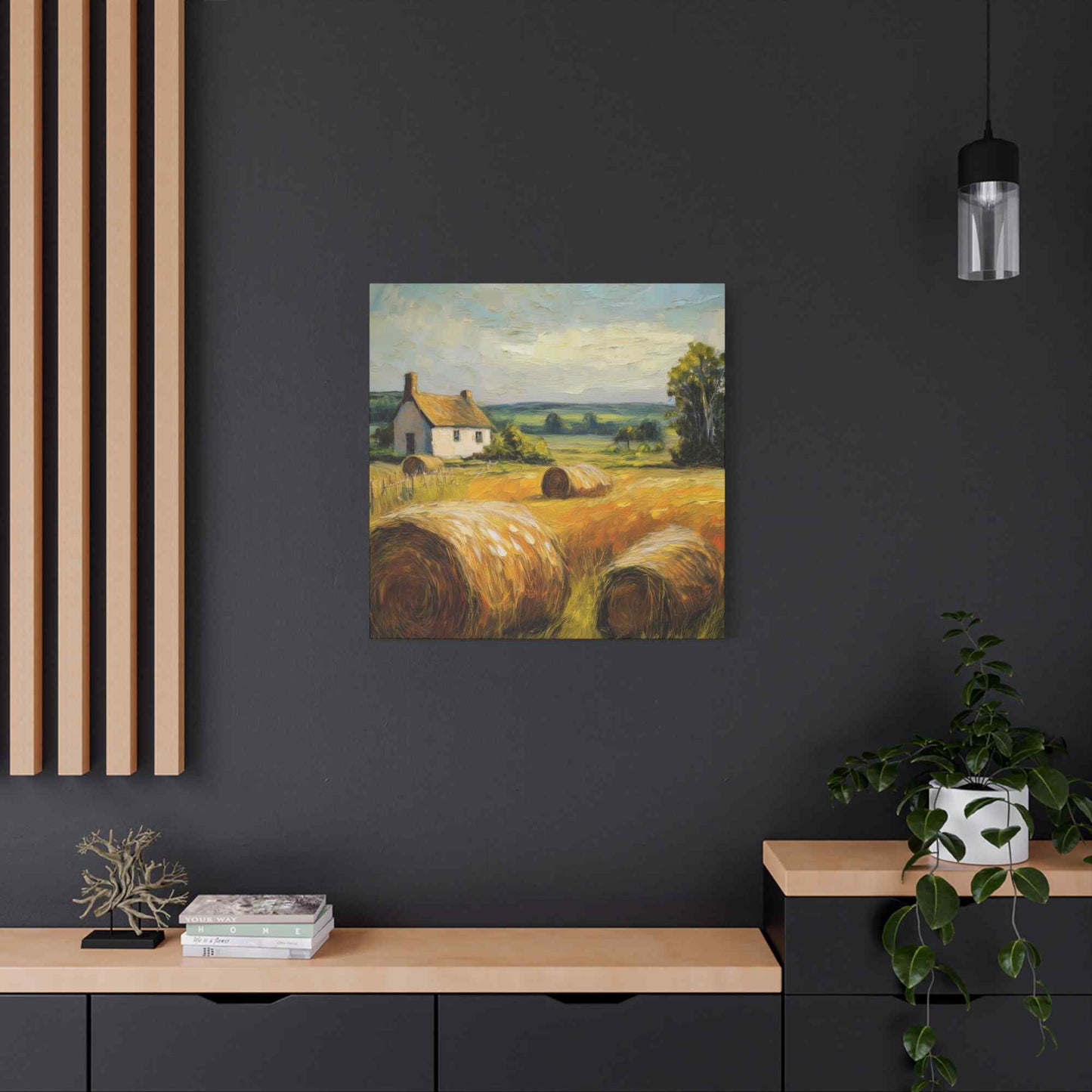 Countryside Print Canvas, Oil Paint Print 20x20, 24x24, 30x30, 32x32, 36x36 Art Design Print Pine-Wood Inner Frame MC-48