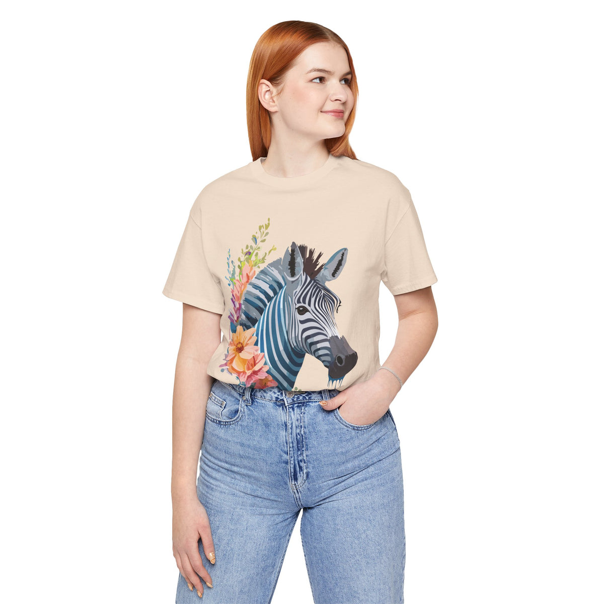 Zebra Graphic Unisex Cotton Bella+Canvas Tee with Art Animal Design e79