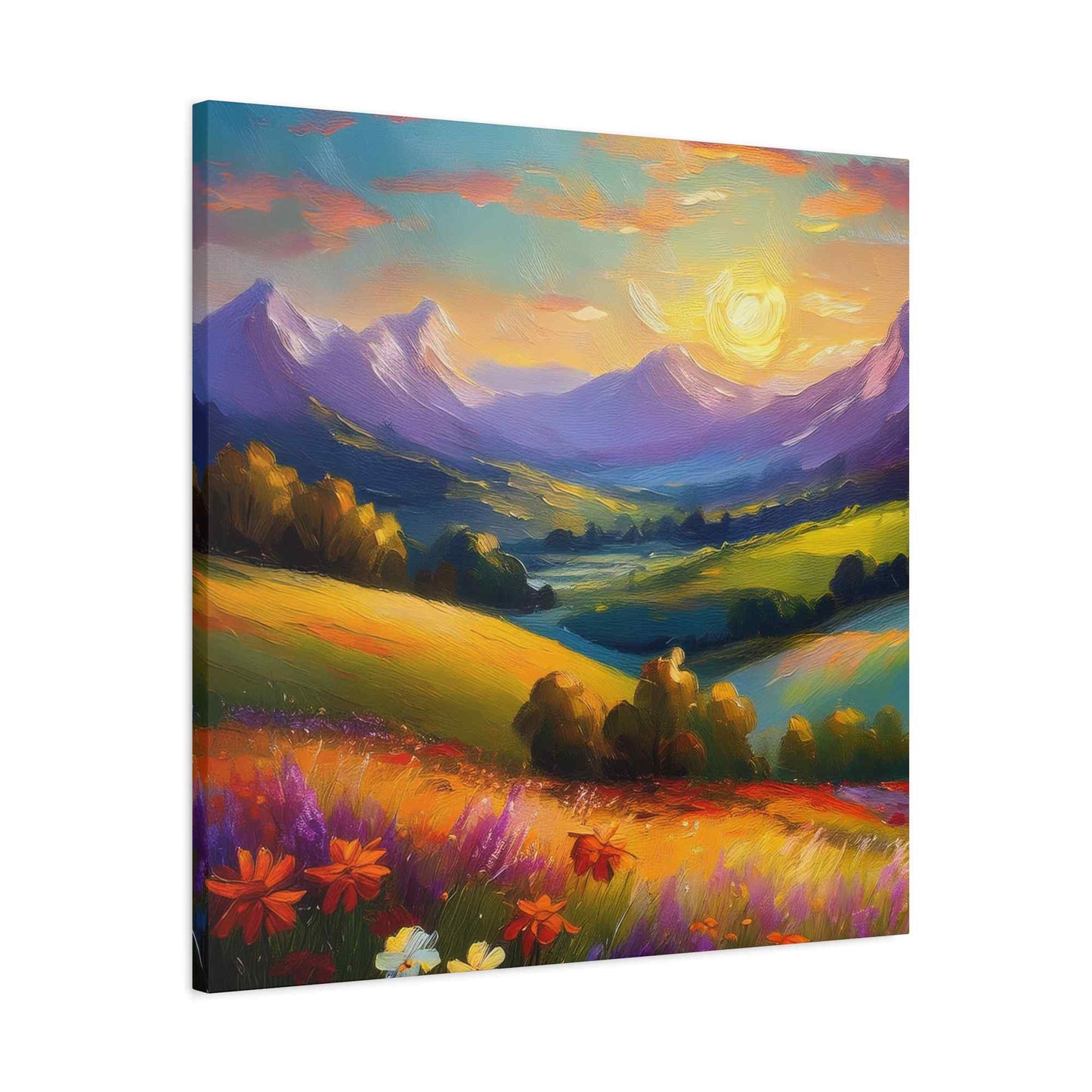 Landscape Print Canvas, Oil Paint Print 20x20, 24x24, 30x30, 32x32, 36x36 Art Design Print Pine-Wood Inner Frame MC-38