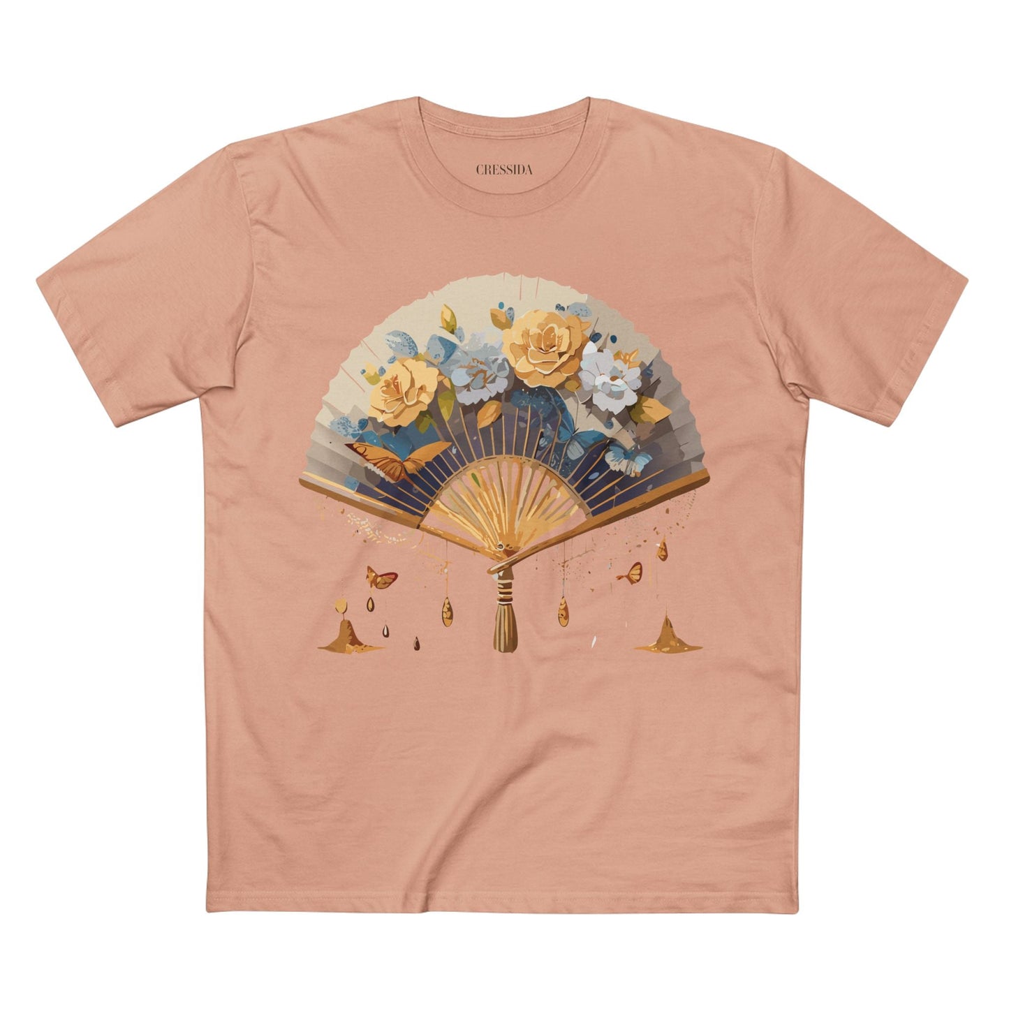 Antique Fan Graphic Design T-Shirt Unisex 100 Cotton Floral Carnival Artwork Tee 2