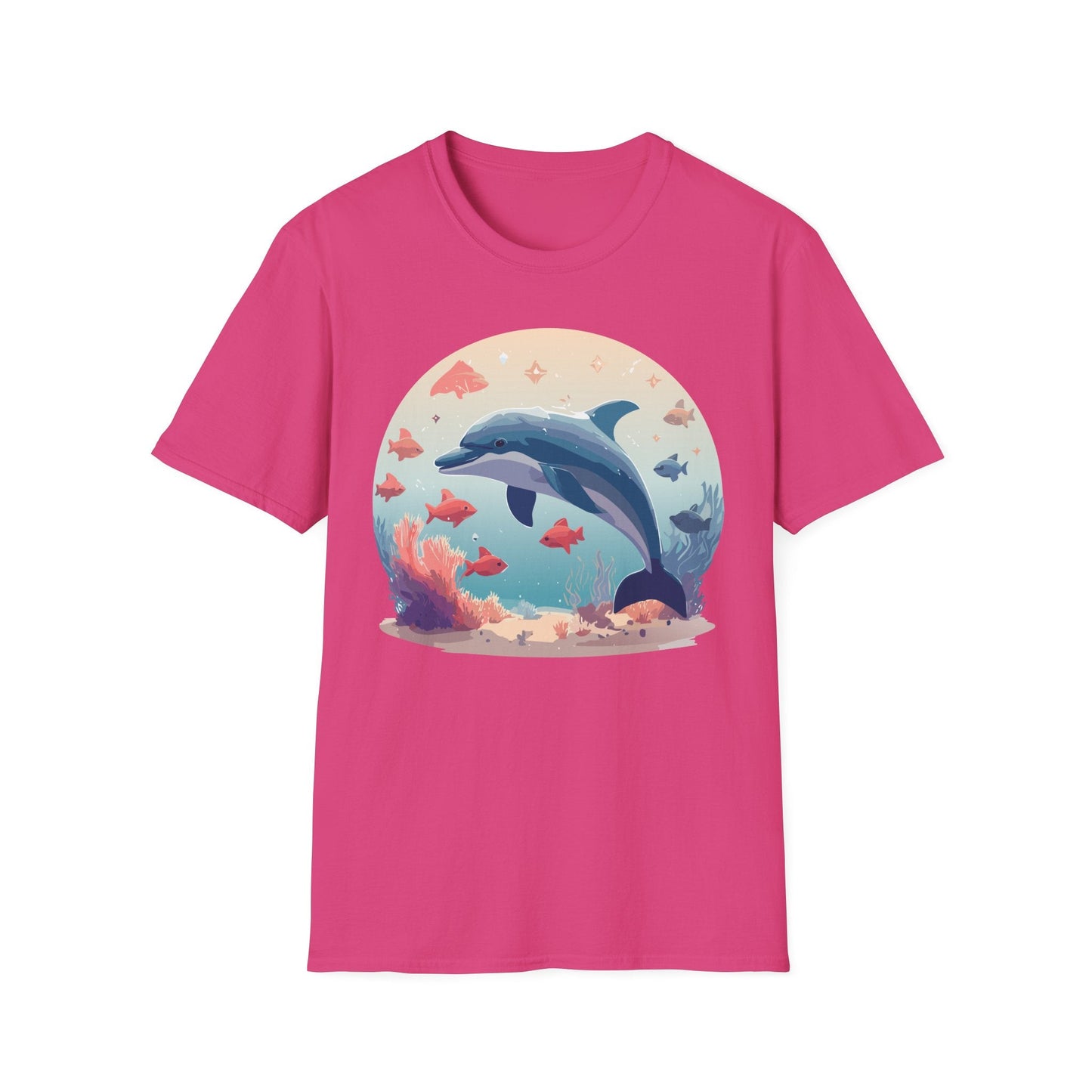 Dolphin Shirt Unisex Softstyle Tee 64000 Gildan 100 Percent Ring Spun Cotton For Everyday Comfort