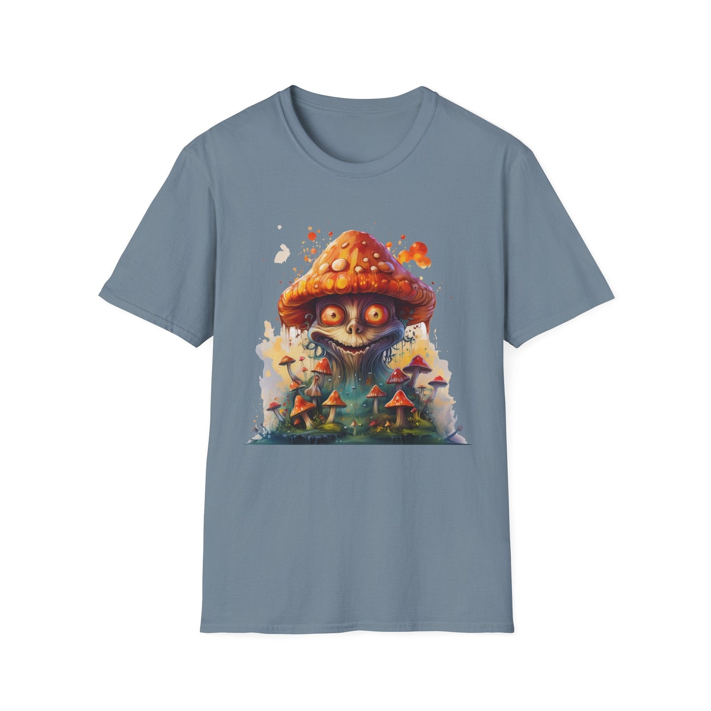 Funny Mashroom Tee Shirt Unisex Softstyle Cotton Art Design with Fungus Graphic Artwork Theme