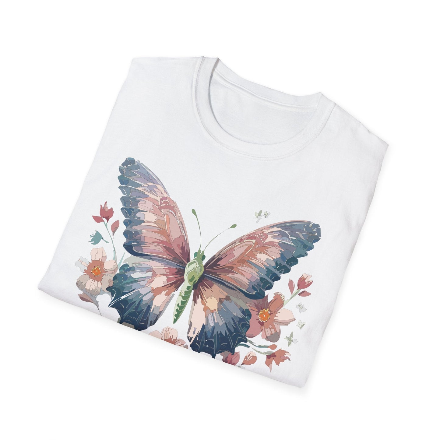 Butterfly Print T Shirt Monarch Unisex Gildan Softstyle 64000 Cotton Tee For Everyday Comfort