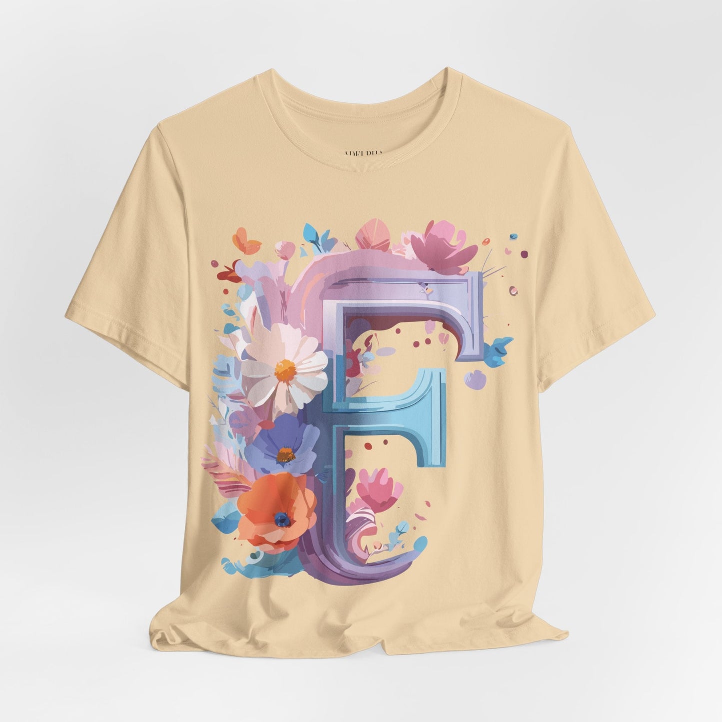 Letter F Graphic Tee Unisex Vintage Style Shirt Featuring Adelpha Artwork Premium Short Sleeve