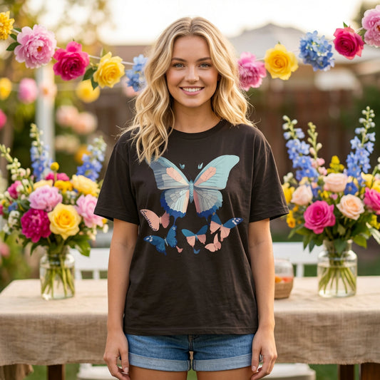Butterfly Graphic Unisex Cotton Bella+Canvas Tee with Art Design n91