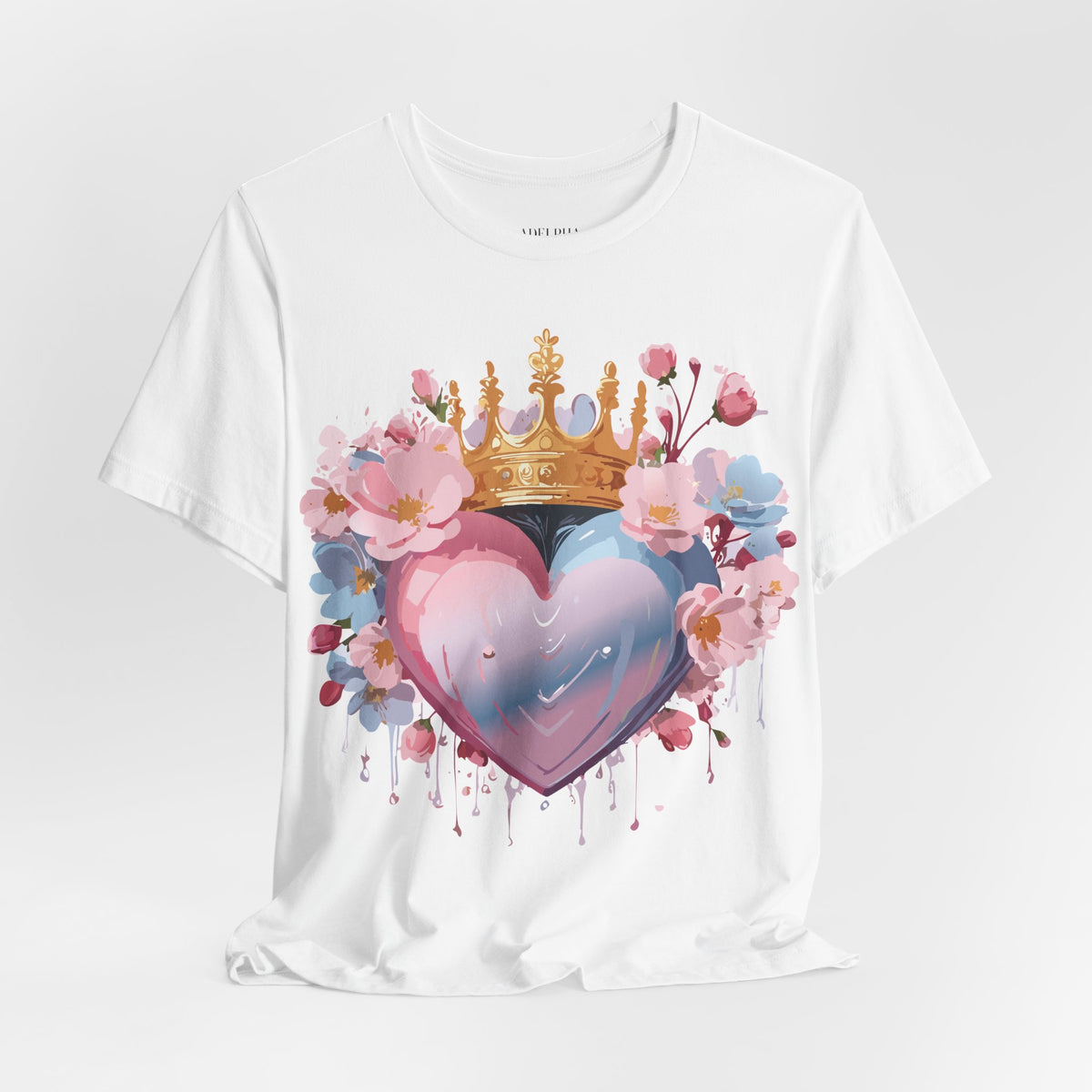 Valentine's Day Graphic Unisex Cotton Bella+Canvas Tee with Floral Art Design d131