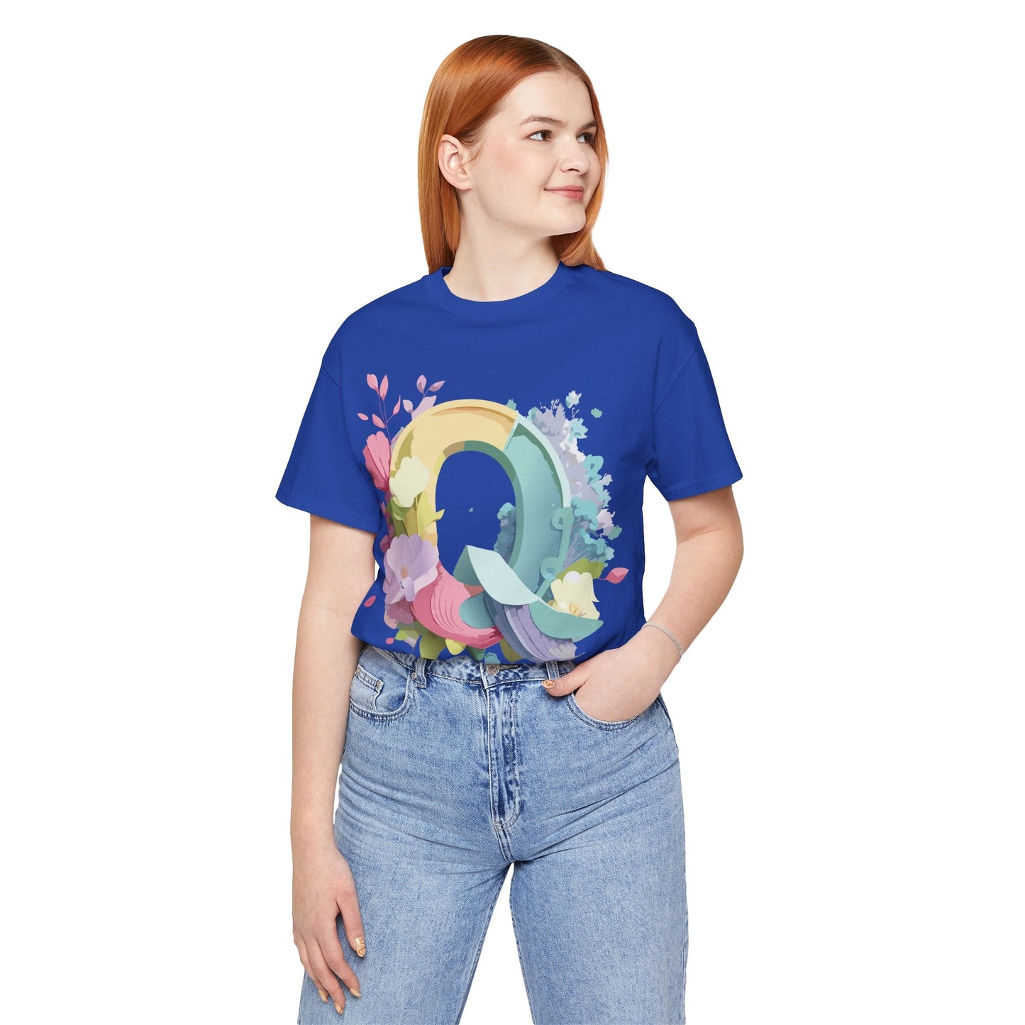 Letter Q Graphic Tee Unisex Short Sleeve Vintage Inspired Art Adelpha Tee Premium Cotton Comfort