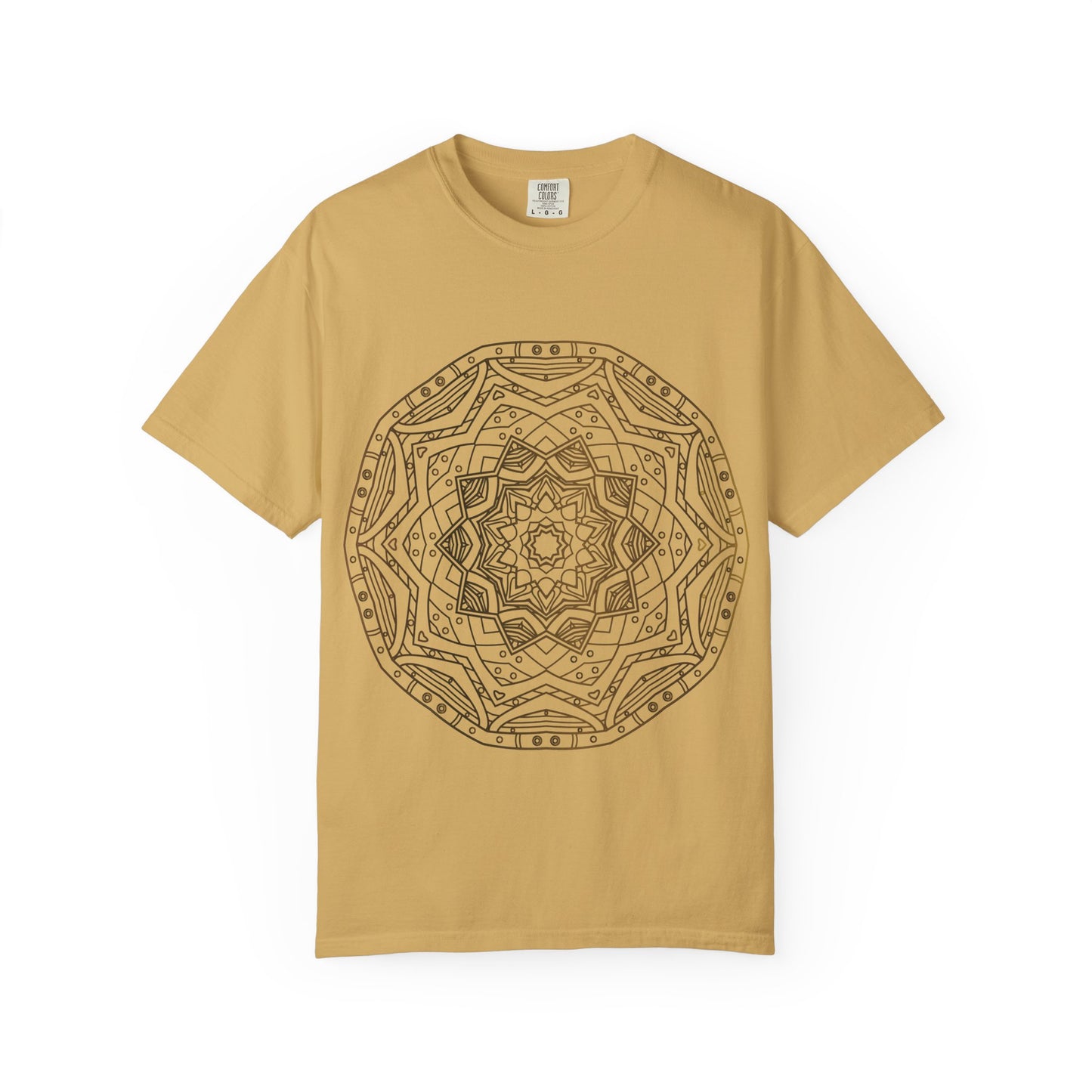 Unisex Garment Dyed Cotton T-Shirt with Mandala Graphic Design