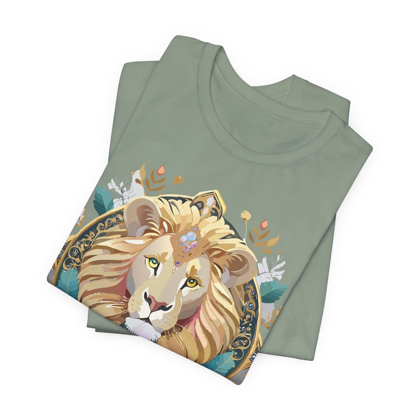 Unisex Lion Graphic Tee, Animal Shirt, Tee Shirt with Lion, Medallion T-Shirt, Animal Medallion Tees 2