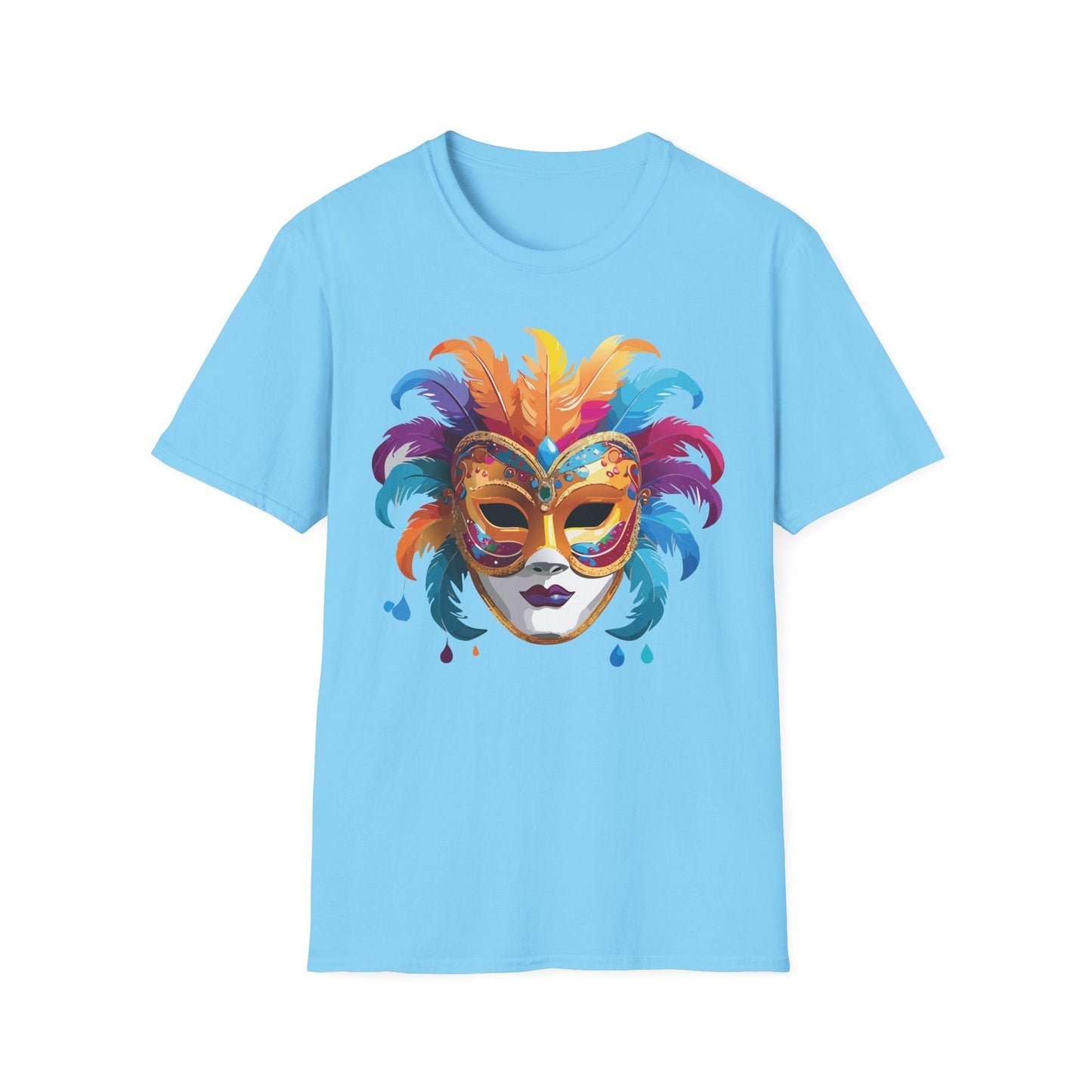 Mask Tee Shirt Unisex Masquerade Design Art Graphic Gildan Softstyle 64000 Cotton Tee