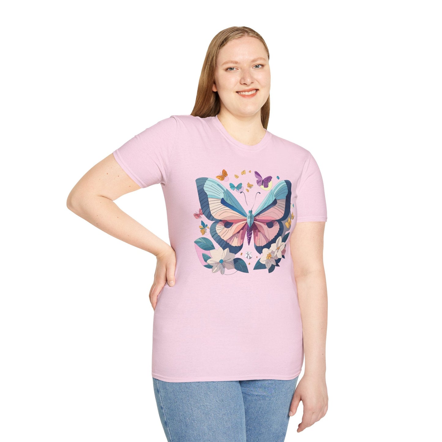 Butterfly Shirt Unisex T Shirt Softstyle Gildan 64000 Ring Spun Cotton Monarch Design